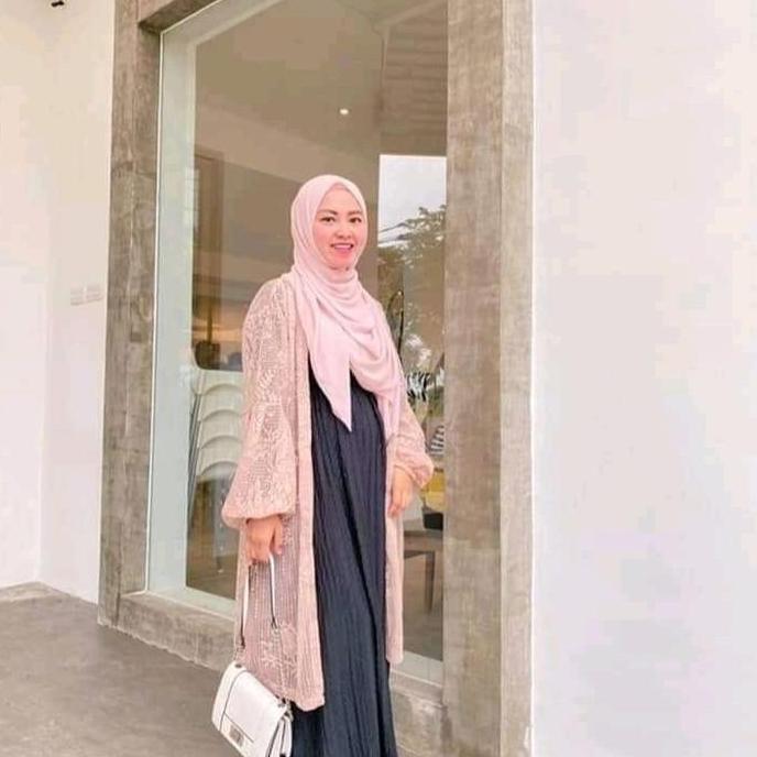 Cardigan Burkat Premium+Ikat Pinggang / Cardigan Burkat Lengan Balon / Cardigan Burkat Panjang / Car
