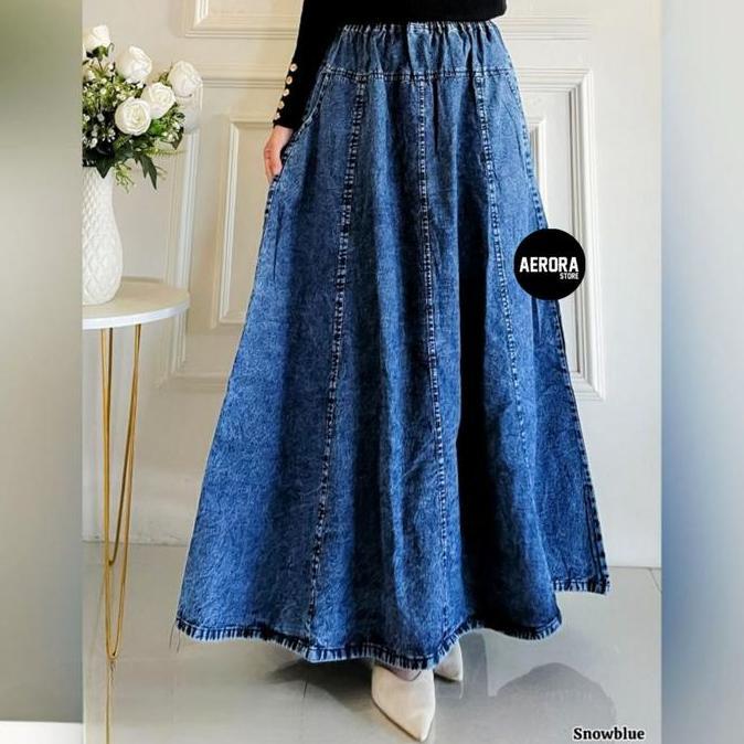 Dwikifajar99 - Aerora Rok Jeans Motif Beautifull Panjang Jumbo Wanita Dewasa Kekinian Bunga Nyaman