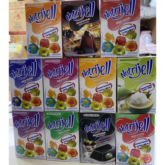 NUTRIJELL RASA MANGGA UKURAN 10 GRAM 1 BOX ISI 12 SACHET | NUTRIJELL AGAR BUBUK INSTANT JELLY INSTAN