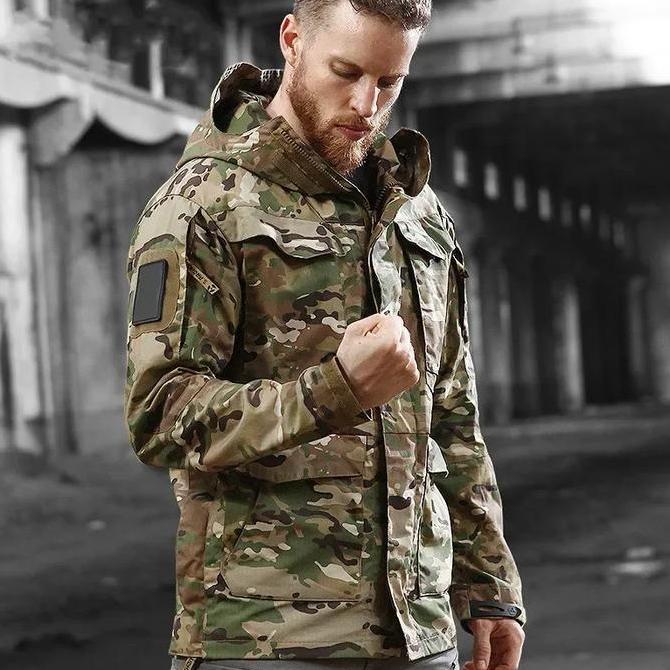 Men's Spring Long Tactical Jacket Hooded Trench US Army Field Military Hiking Jacket Outdoor Coats W