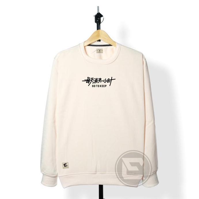 Erfolg Clothing Sweater Crewneck Pria Original Basic Sablon List Jepang GOTOKEEP Motif Simpel Warna 