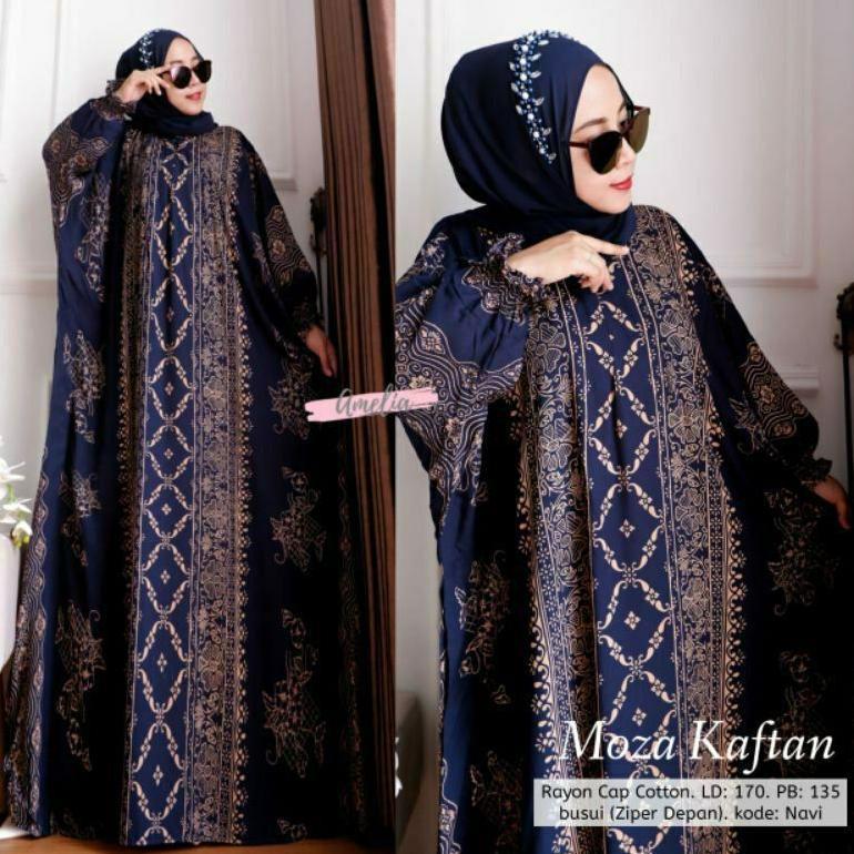 PROMO TERBARU Terbaru MOZA Kaftan Unique Ori Jumbo Busui Resleting Depan Rayon GRADE A Bisa Cod