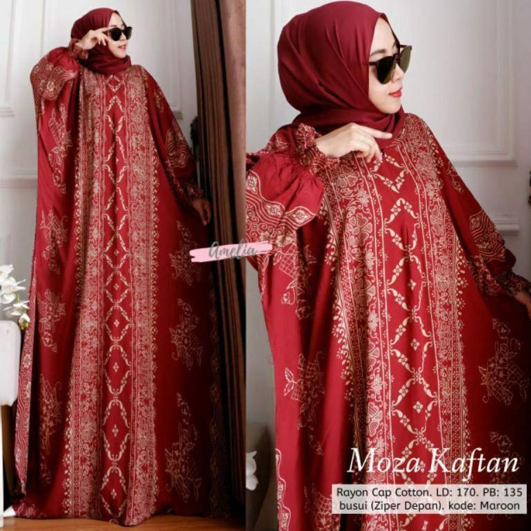 HOT SALE Terbaru MOZA Kaftan Unique Ori Jumbo Busui Resleting Depan Rayon GRADE A Bisa Cod