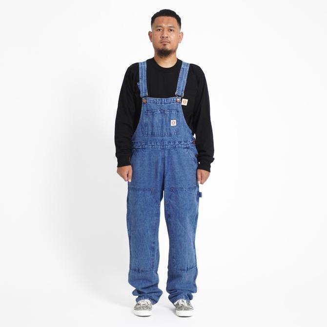 Superego - Overall Carpenter Double Knee Denim Loose Straight Snow Blue OVA01B