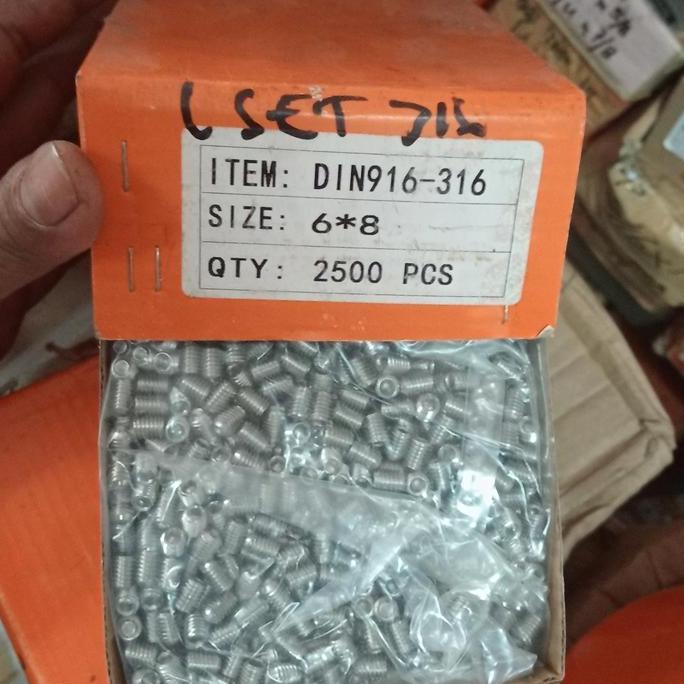 baut L tanam stenlis 316 M 6x8 Pitch 1..0 kunci L 3  imbus/ set screw