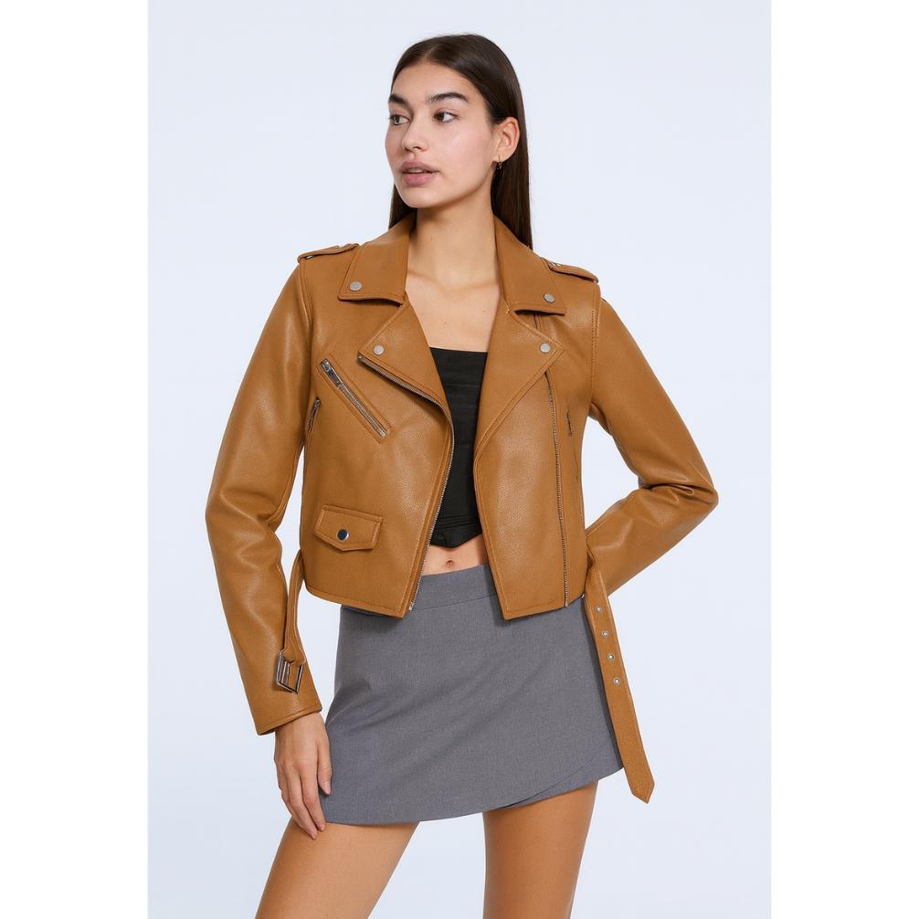 HOT SALE JAKET SEMI KULIT WANITA CEWE UNTUK MOTOR TURING MODEL SEKSI KOREA CROP MURAH