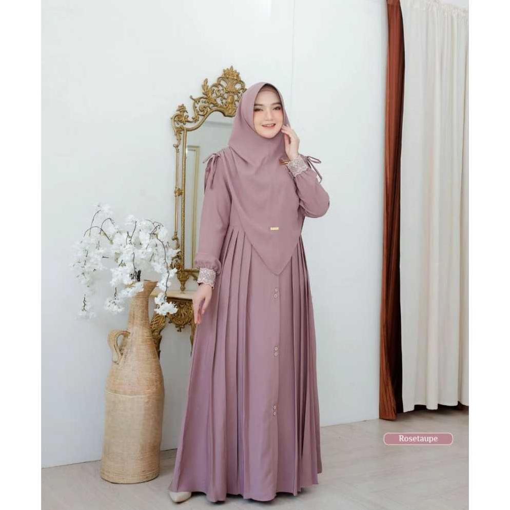 new gamis mawwadah syar'i set khimar cringkle airflow premium - fashion muslim wanita ukuran jumbo m