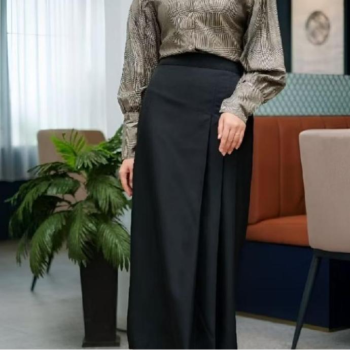 Rok A Line Wanita Casual Cafe Skirt Rok kerja Rok Kantor Rok Formal Terbaru Rok panjang  Hitam Dewas