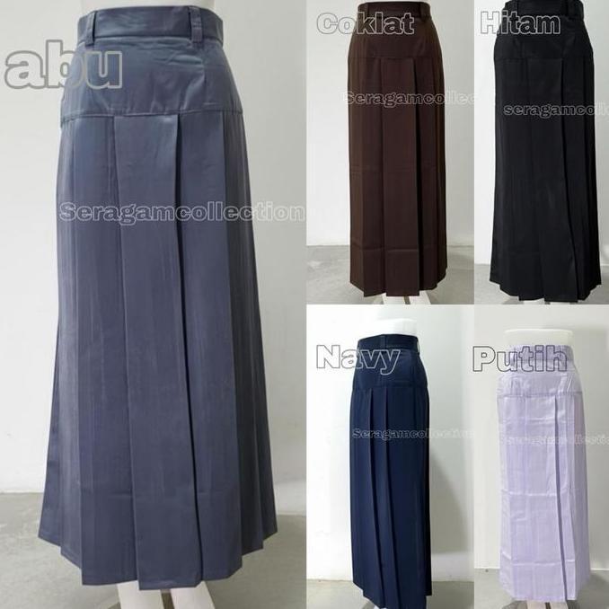 ROK SEKOLAH BAPING/ ROK BAWAH PINGGANG/ROK BANDUNG SMA SMK SMP MTS ABU COKLAT HITAM  Rempel Panjang 