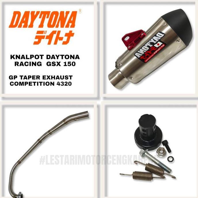 Grosir Daytona Knalpot Racing Gp Taper Road Gsx R150 S150 Bandit 150Cc Fullsystem Stainless Steel 43