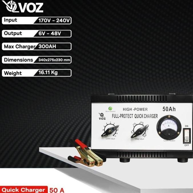 Promo Voz Charger Aki 50A | Charger Aki Mobil |Charger Solar Cell/Battery Charger Voz 50A Original M