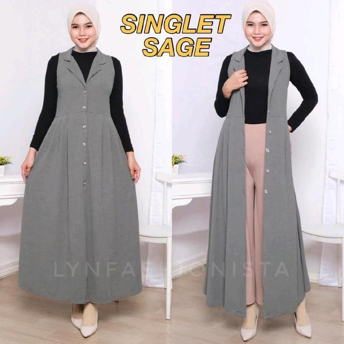 Long Outer Cardigan Panjang Wanita Fashion Muslimah Kancing Hidup