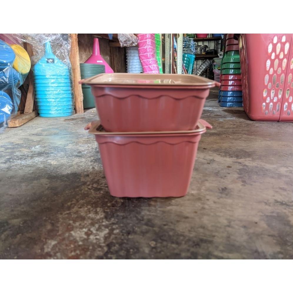 TERBARU Rantang Mini Plastik 2Susun Tamiya Kotak Pink Hijau