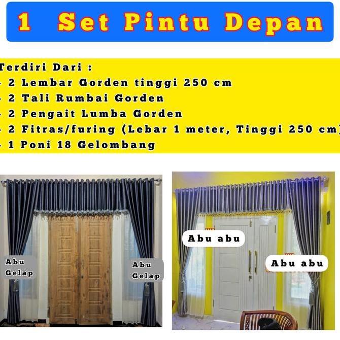 1 Set pintu Depan "STEAM UAP" Gordyn blackout Embos gorden horden hordeng korden kordeng tirai