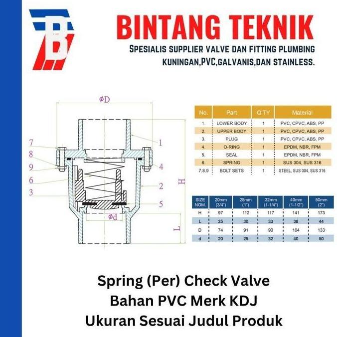 Grosir Spring Check Valve 2" Inch Pvc Kdj