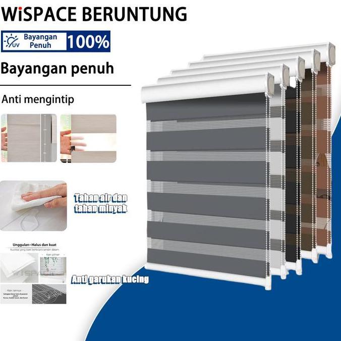 Roller Blind Zebra Tirai Zebra Roller Blind Jendela Blackout Blind 2 Layer Blokir Cahaya 100% Tirai 