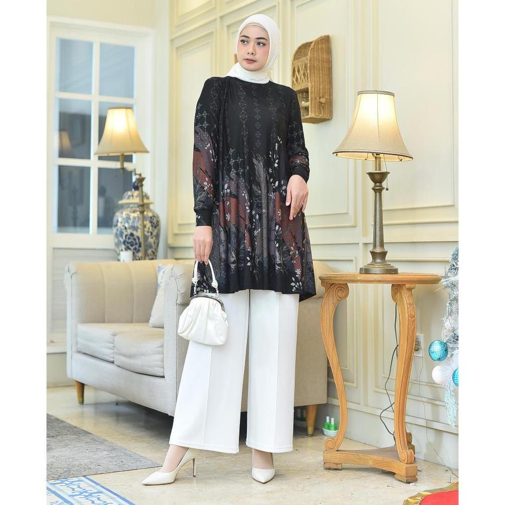 BestPromo Tunik Los Motif Batik Bahan Denim/ Calvin Jeans Muat Di Bb Jumbo