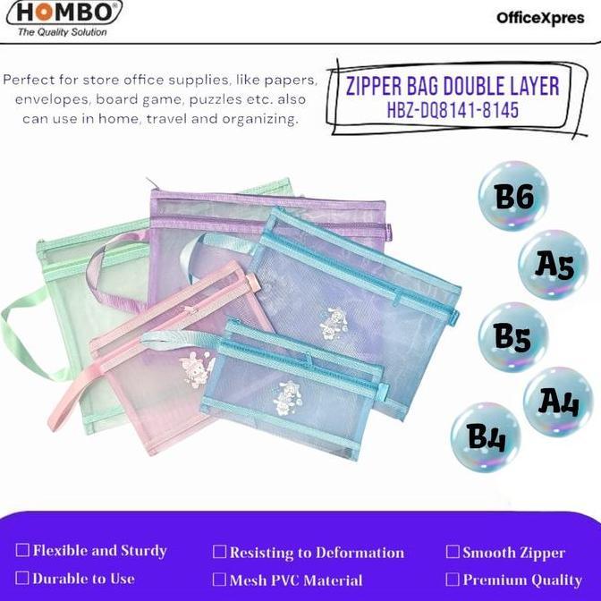 DERADUAJI Double Layer Map Zipper Sleting Jaring / Ziper Bag Nylon Mesh Melody / Map Sleting 2 Layer