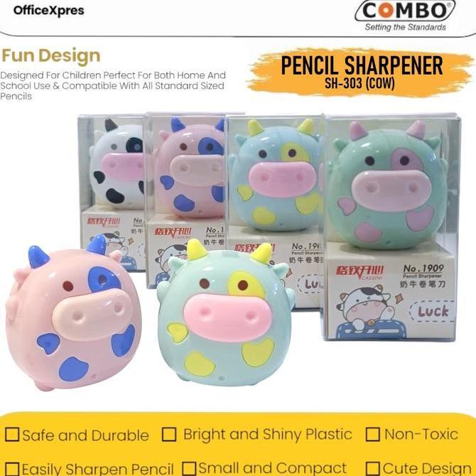 DERADUAJI Serutan Pensil Cow / Rautan Pensil Sapi Lucu / Pencil Sharpener SH-303 / Pencil Sharpener 