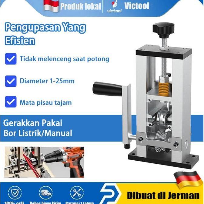 LYNVIOND Victool Mesin Pengupas Kabel Mesinstripping kabel Manual/Bor Listrik AlatPengupas Mesin Pen