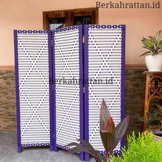 LYNVIOND Partisi Sketsel Penyekat Ruangan Lipat portable Rotan Sintetis