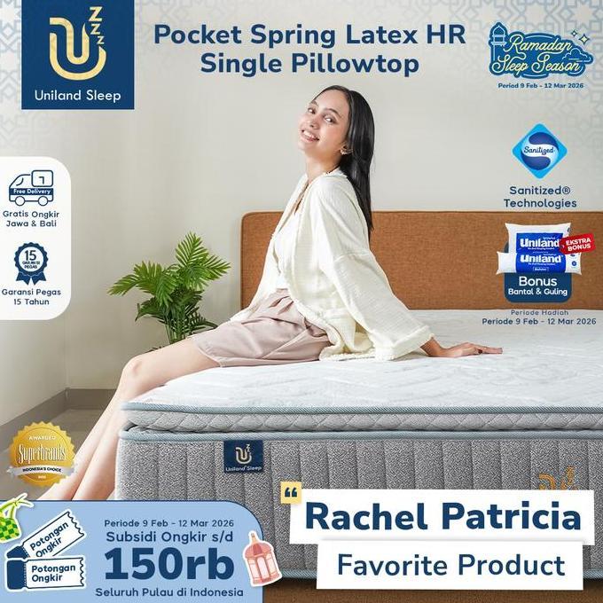Kasur Pocket Spring Bed Latex HR Single Pillowtop 30cm Uniland Sleep