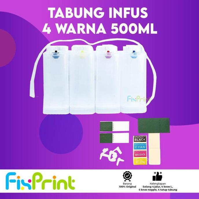 CHIYAQU Tabung Infus Kotak 4 Warna 500ml Tabung Printer Modif Infus Ink Tank  Ukuran 500 ml Compatib
