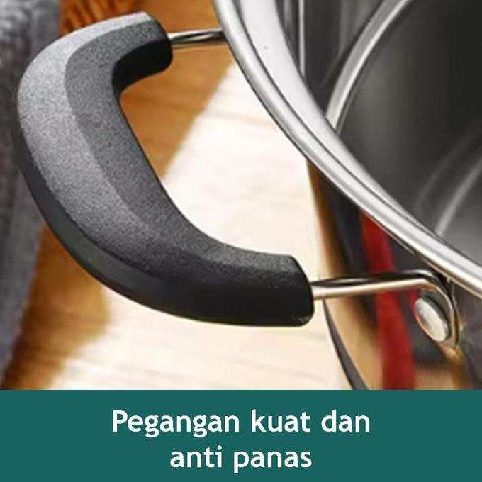 Qiek Panci Kukus Stainless Steel 3 Tingkat Panci Rebus Steamer Stainless 34cm Serbaguna Pengukus Ant