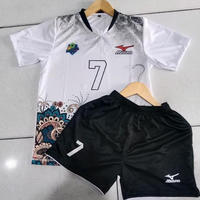 ceviscell77 - setelan kaos voli baju olahraga pria / wanita set batik sport celana