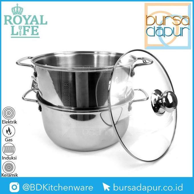 ROYAL LIFE STAINLESS STEAMER SET 24 CM X 2 SUSUN / KUKUSAN / LANGSENG