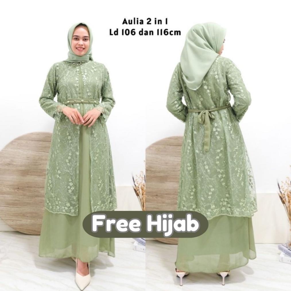 Special Sale Ready Stok  Gamis Juwita Aulia 2 In 1 Dress Brukat Tile Maxi | Dress Kondangan Terbaru 