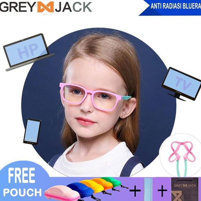 CLEARANCE SALE - Grey Jack/Kacamata ANAK anti radiasi komputer HP TV TR90/ FA8139-8140