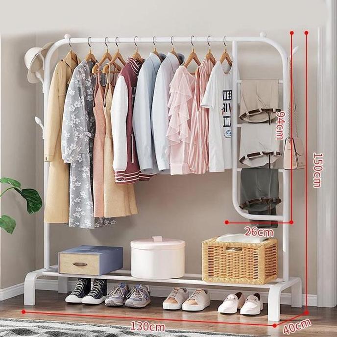 Starlight Rak Gantungan Baju Celana Stand Hanger Rak Gawang Serbaguna dengan Roda Gantungan Baju Gam