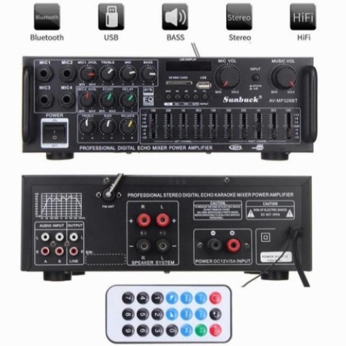 Power amplifier karaoke sunbuck EQ usb bluetooth 2000w