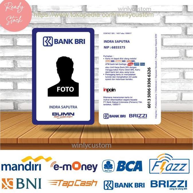 Cod,Bisa- Kartu Emoney Bri Brizzi Id Card Bank Bri Tanda Pengenal Murah - 2 Sisi