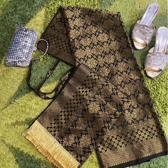 Hadirpopuler- Rok Lilit Songket Set Selendang / Rok Songket Palembang / Bawahan Kebaya / Rok Songket