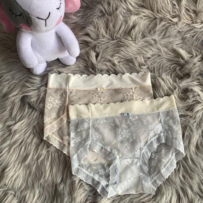 Wkwkwk- 6Pc Cd/Celana Dalam Wanita Brukat Bahan Adem Melar Paket Bundling 032 B Material Kain Super 