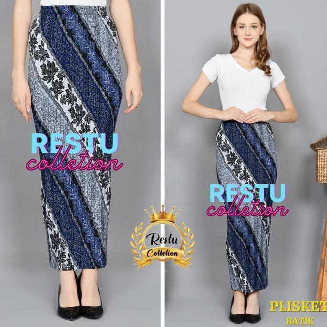 Hadirpopuler- Cod Rok Plisket Span Batik Wanita Bawahan Kebaya Wisudan Kondangan Premium Panjang Sem