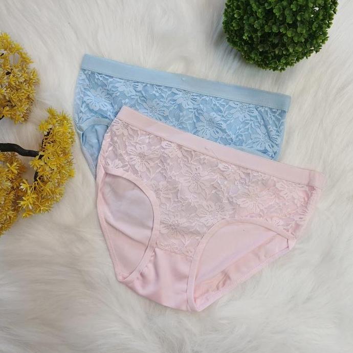 Wkwkwk- Ffstore Promo 6Pcs Cd Wanita Renda Full Katun Transparan Dalaman Wanita Kekinian 2023 Uk M-X