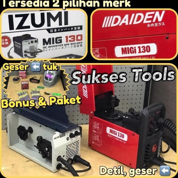 Cod,Bisa- Mesin Las Izumi Daiden Mig 130 Mig130 Mma Tig Flux Mig Co Tanpa Gas