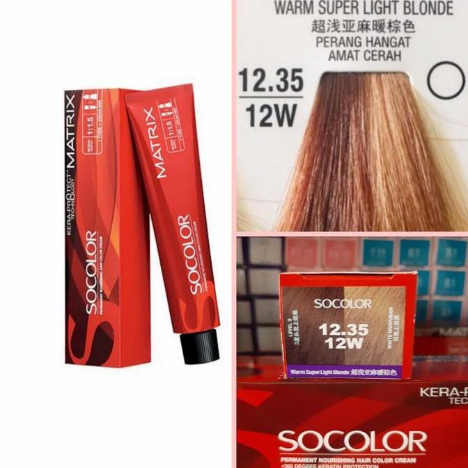 Cat Rambut Matrix Socolor+Oxydant 12.35-12W Warm Super Light brown