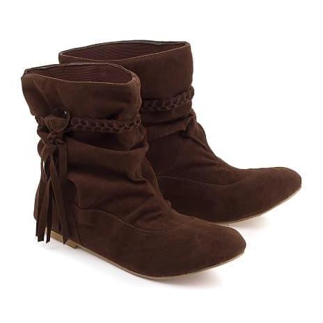 Termurah / Hot Sale Sepatu Boots Wanita Pesta Kasual Touring / Boot Koboi Cewe Modis Brown