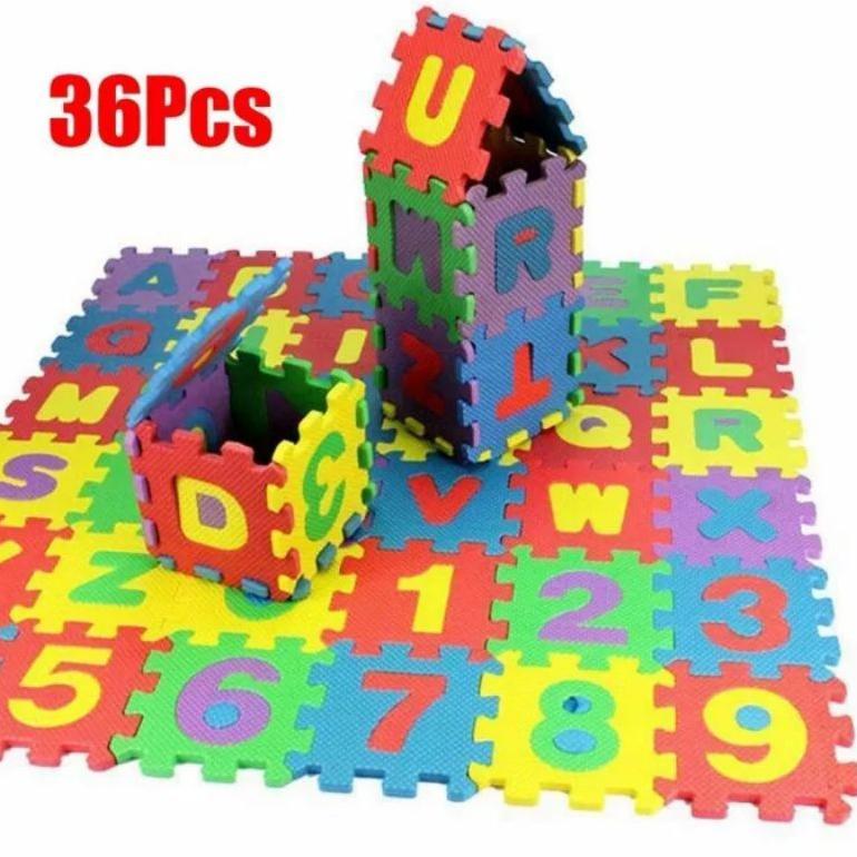Bergaransi [Rumahbayipdg] Mainan Edukasi Anak Puzzle Foam Mini Isi 36 Pcs