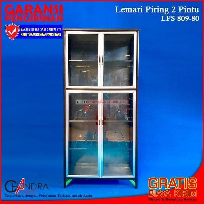 SALE Lemari Piring Aluminium 2 tu Kaca Riben Tiang rna LPS 809-80