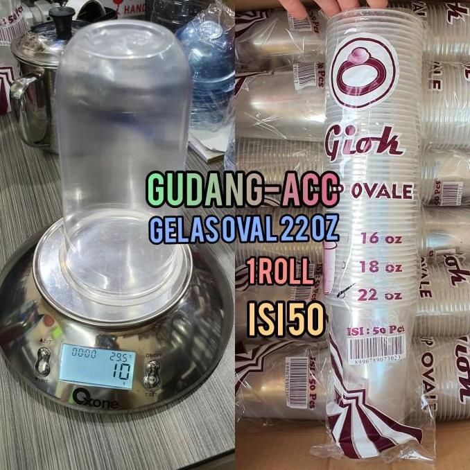 Gelas Oval 22oz Cup Oval 22oz Gelas Plastik Oval 22 oz isi 50buah