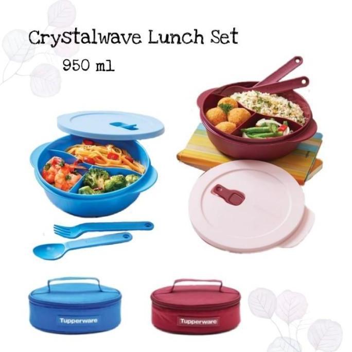 Tupperware crystalwave lunch box set tempat bekal makan free tas