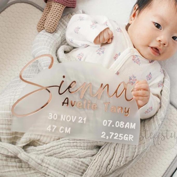 SIENNA HOSPITAL BOARD | Papan Nama Acrylic Bayi Baby Announcement Newborn Gift Akrilik