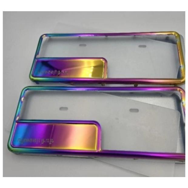 (COD) (HARGA SEPASANG DEPAN BELAKANG) Bingkai Plat Nomor Motor Twotone pelangi Variasi Dudukan / Tem