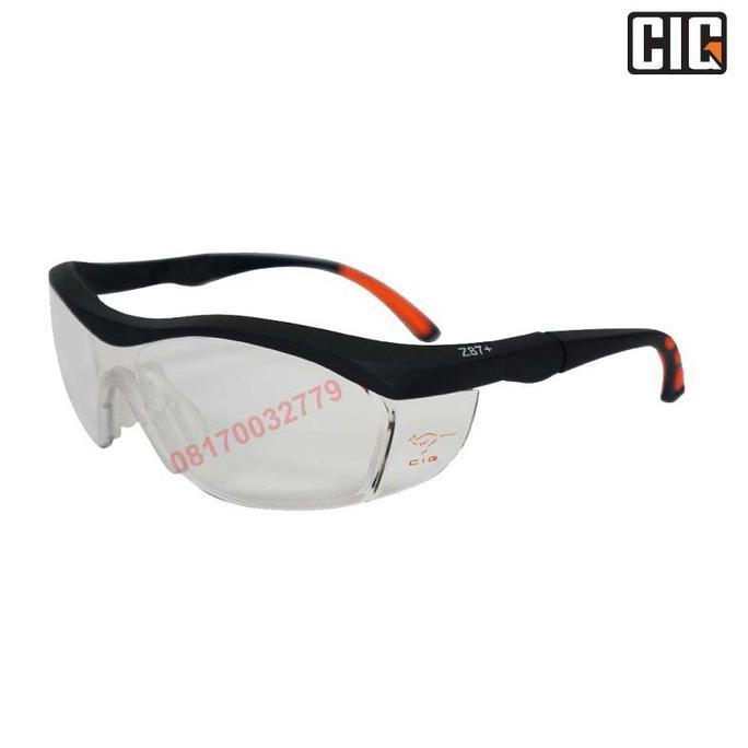 KACAMATA SAFETY GLASSES CIG PLATU HITAM ABU ABU & CLEAR ANZI Z87.1