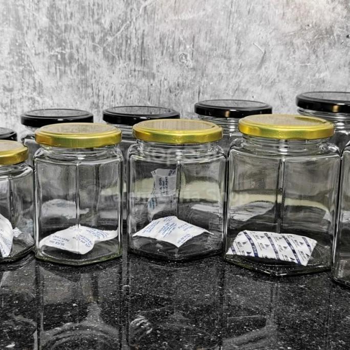 Toples MADU Hexagonal Kaca Glass Jar Food Grade Baru Import Quality